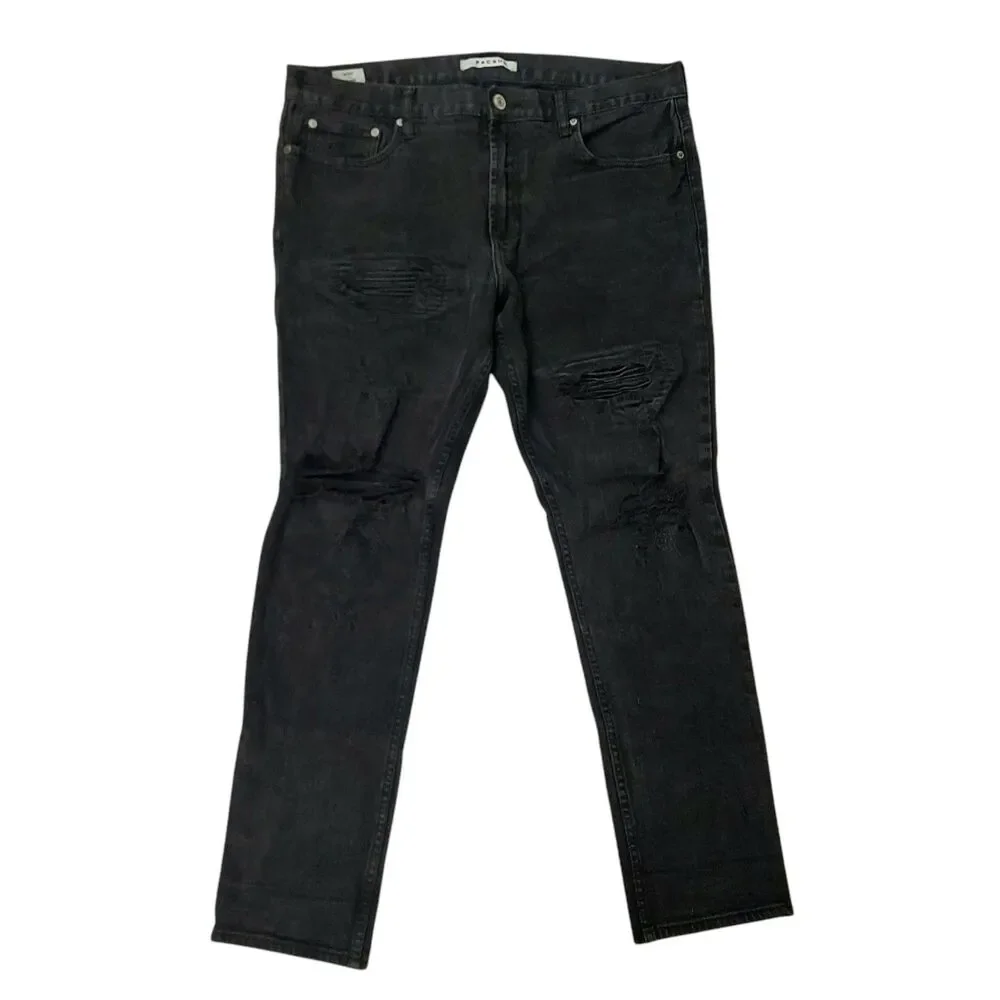 Pacsun Skinny Jeans Mens 36x29 Black Stretch Distressed Denim Streetwear Casual